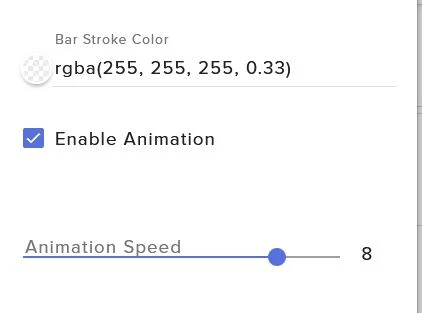 Bar stroke color and animation settings.