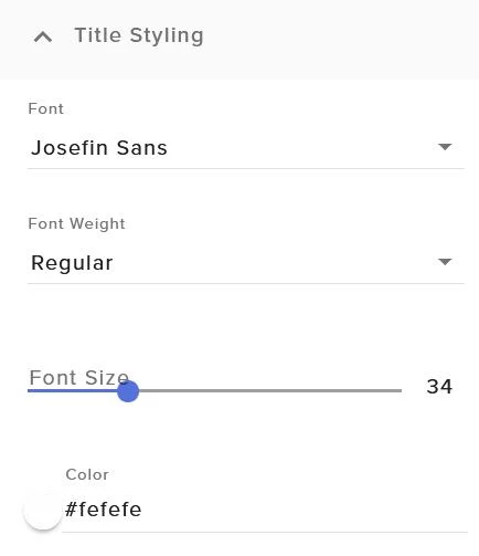 Title font and appearance styling controls.