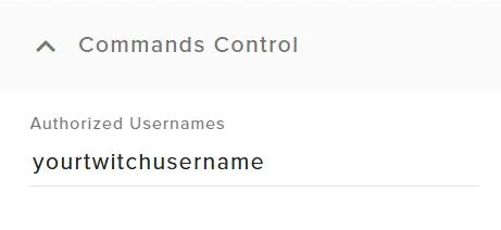 Commands Control settings with the Authorized Usernames field