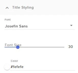Title font and appearance styling controls.